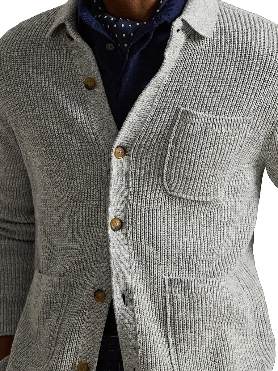 Polo Ralph Lauren Men's Rib-Knit Cotton Pocket Cardigan | Thumbnail 5 Polo Ralph Lauren Men's Rib-Knit Cotton Pocket Cardigan | Thumbnail 5