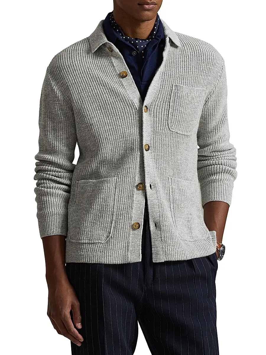 Polo Ralph Lauren Men's Rib-Knit Cotton Pocket Cardigan