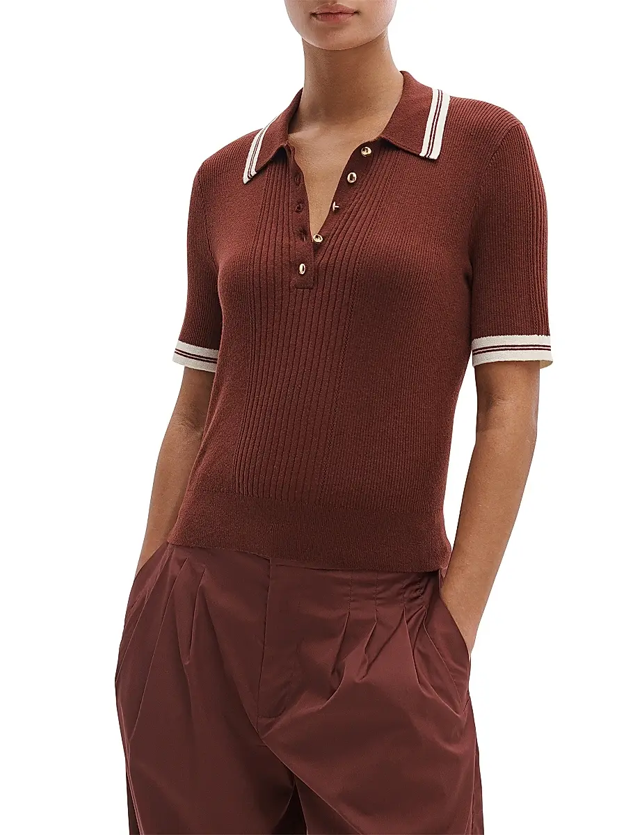rag & bone Women's Laurie Tipped Polo Sweater | Thumbnail 3