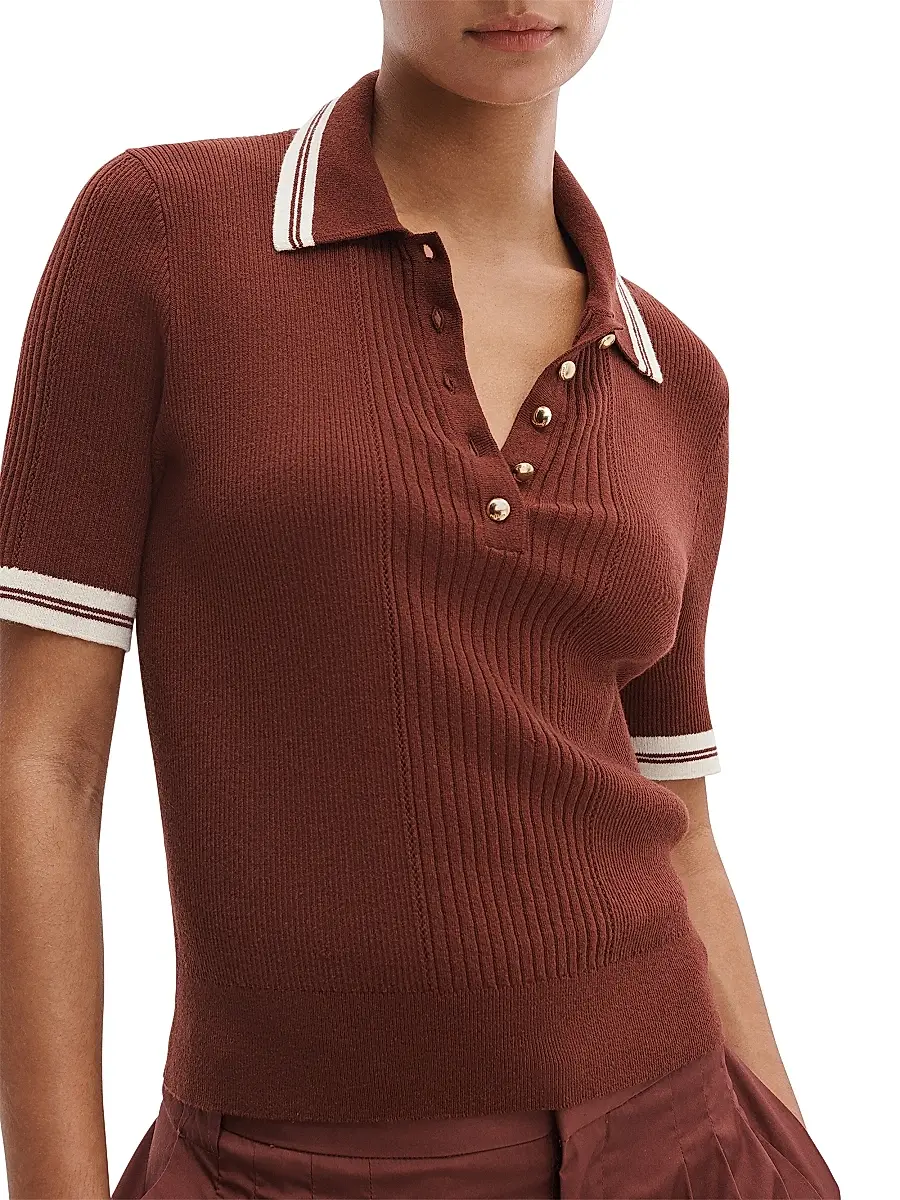 rag & bone Women's Laurie Tipped Polo Sweater | Thumbnail 5