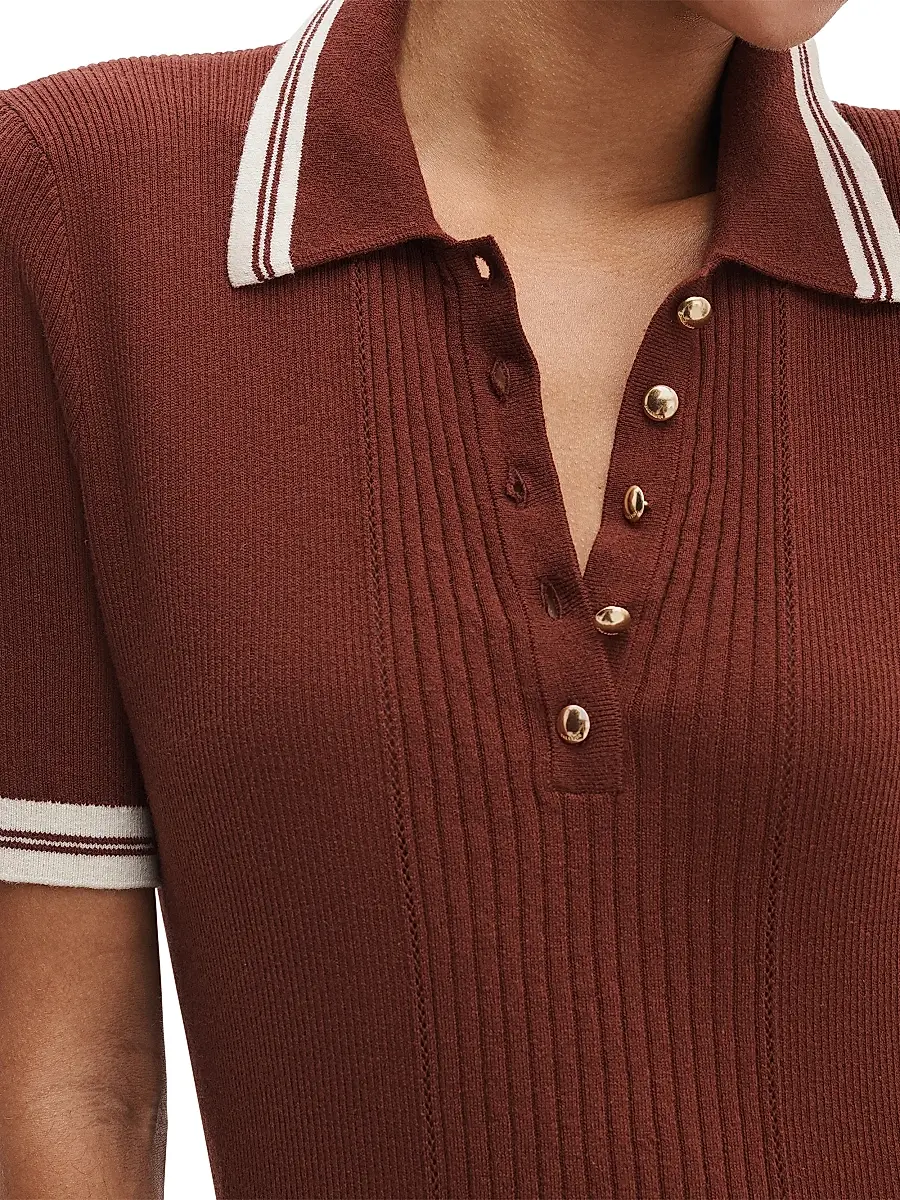 rag & bone Women's Laurie Tipped Polo Sweater | Thumbnail 6