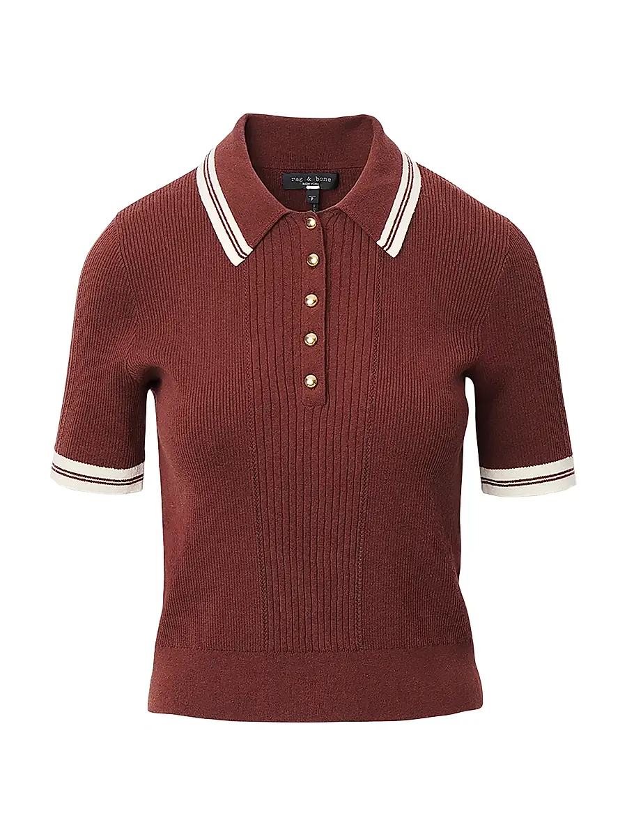rag & bone Women's Laurie Tipped Polo Sweater
