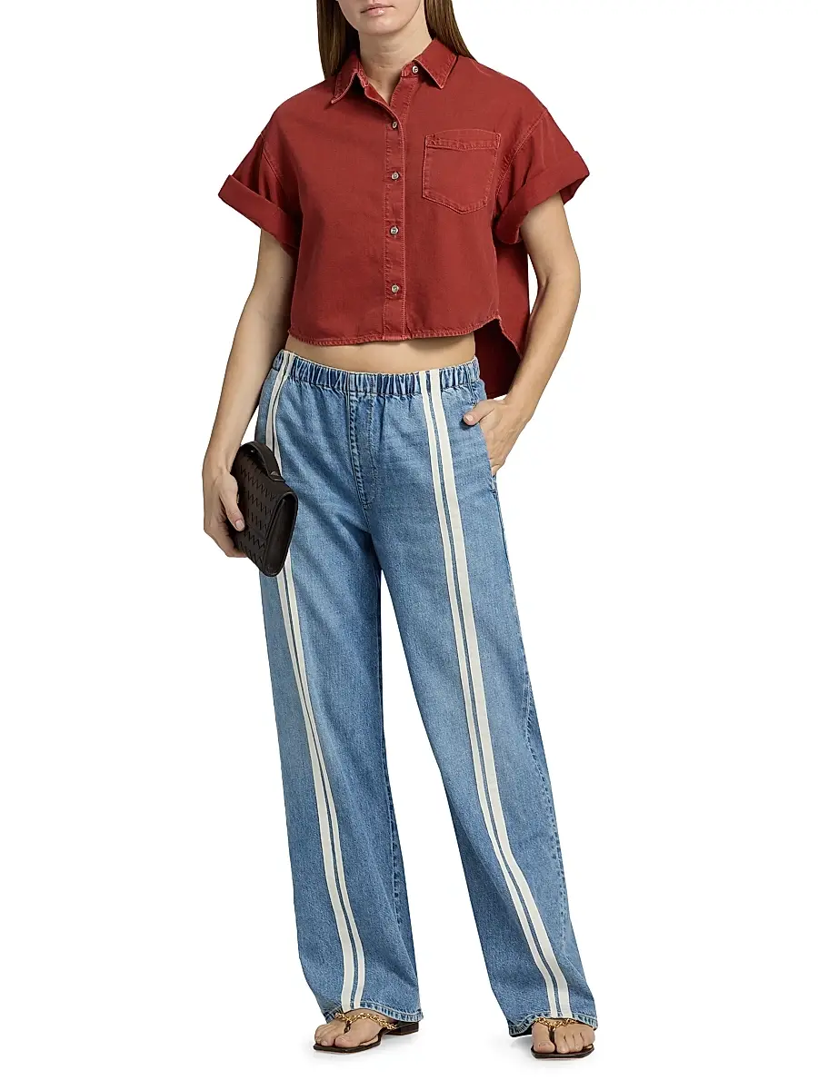 rag & bone Women's Logan Featherweight Pull-On Track Stripe Jeans | Thumbnail 2