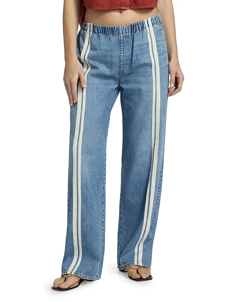 rag & bone Women's Logan Featherweight Pull-On Track Stripe Jeans | Thumbnail 3