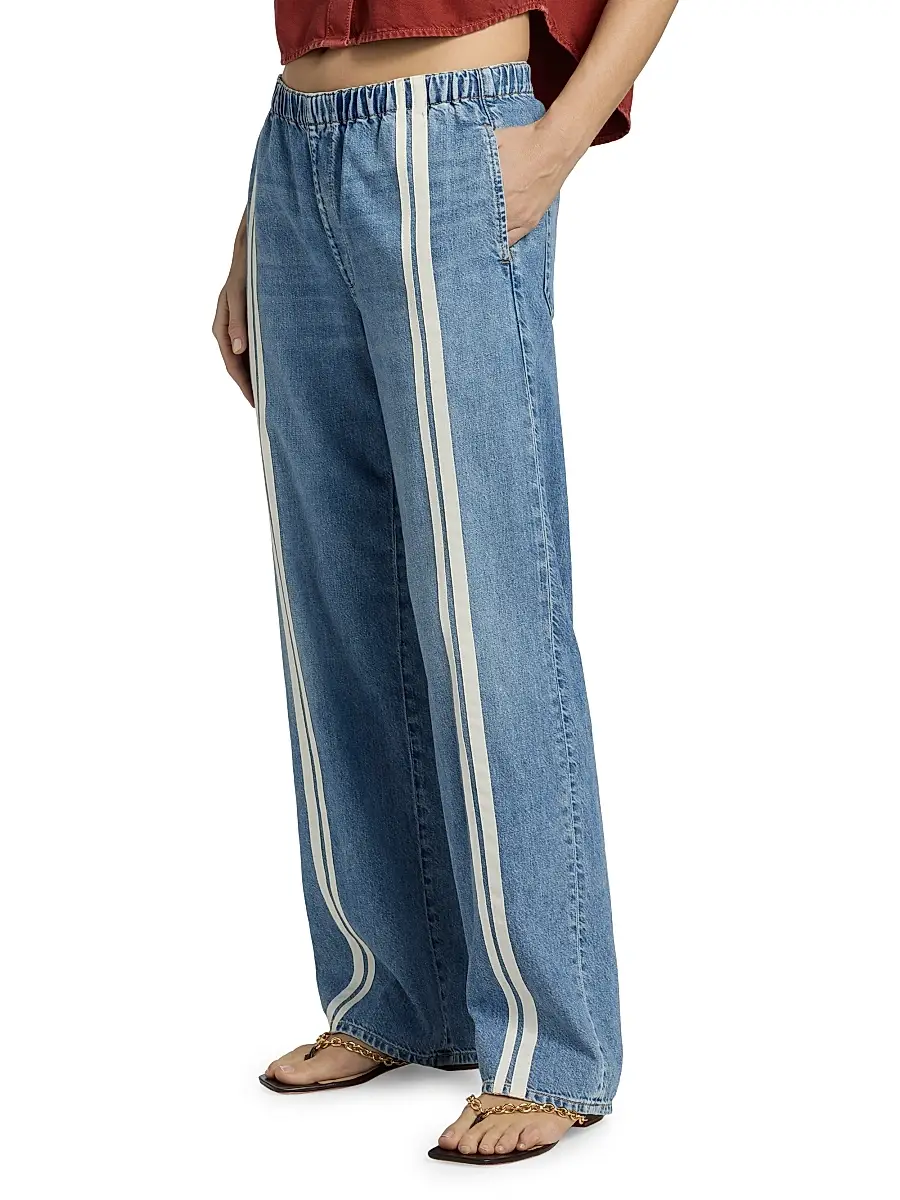 rag & bone Women's Logan Featherweight Pull-On Track Stripe Jeans | Thumbnail 4