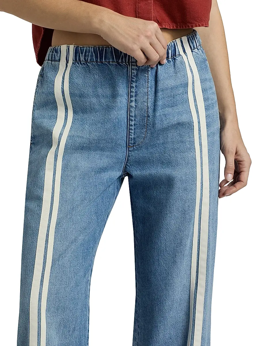 rag & bone Women's Logan Featherweight Pull-On Track Stripe Jeans | Thumbnail 6