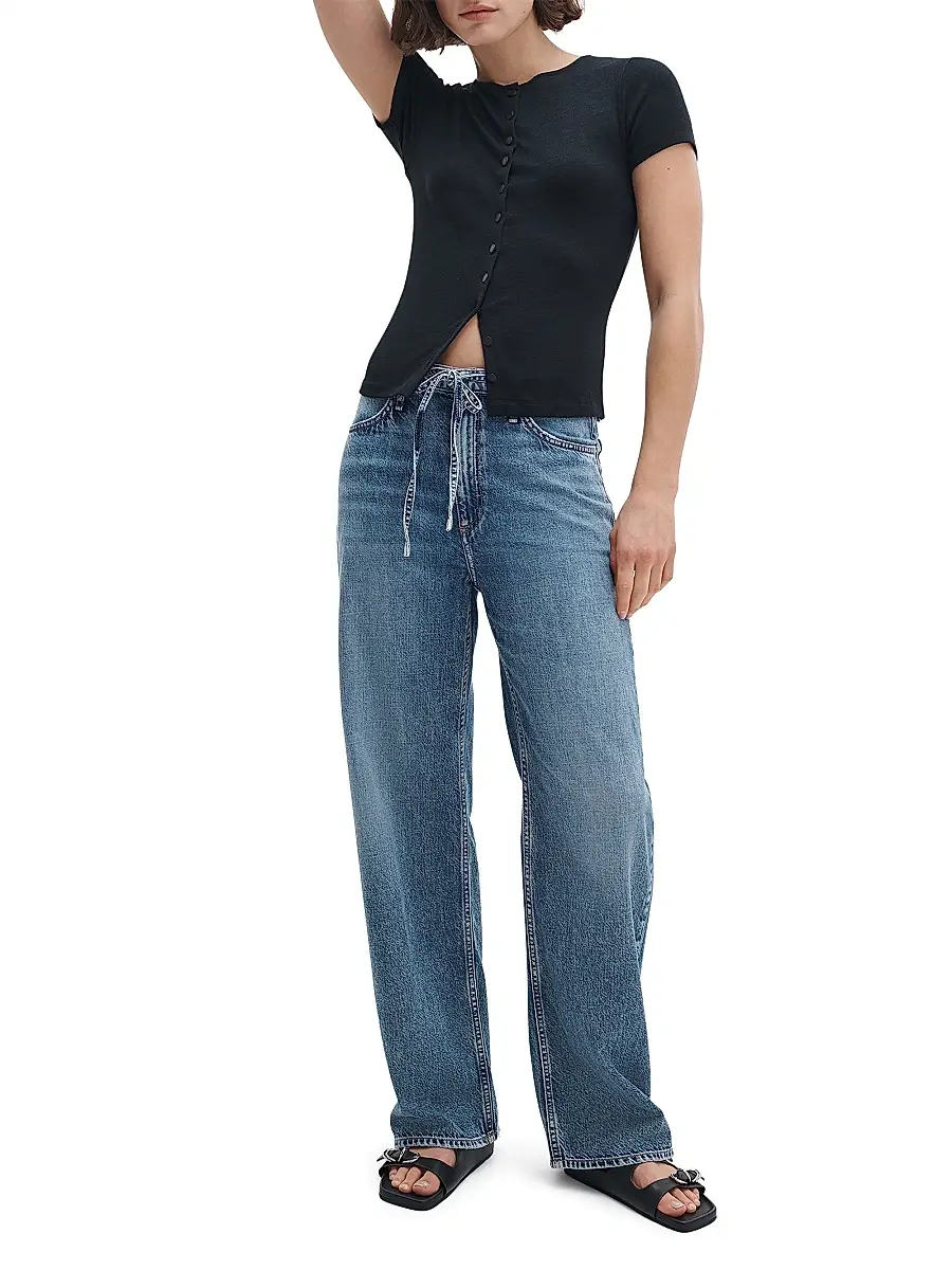 rag & bone Women's The Knit Button-Front T-Shirt | Thumbnail 2