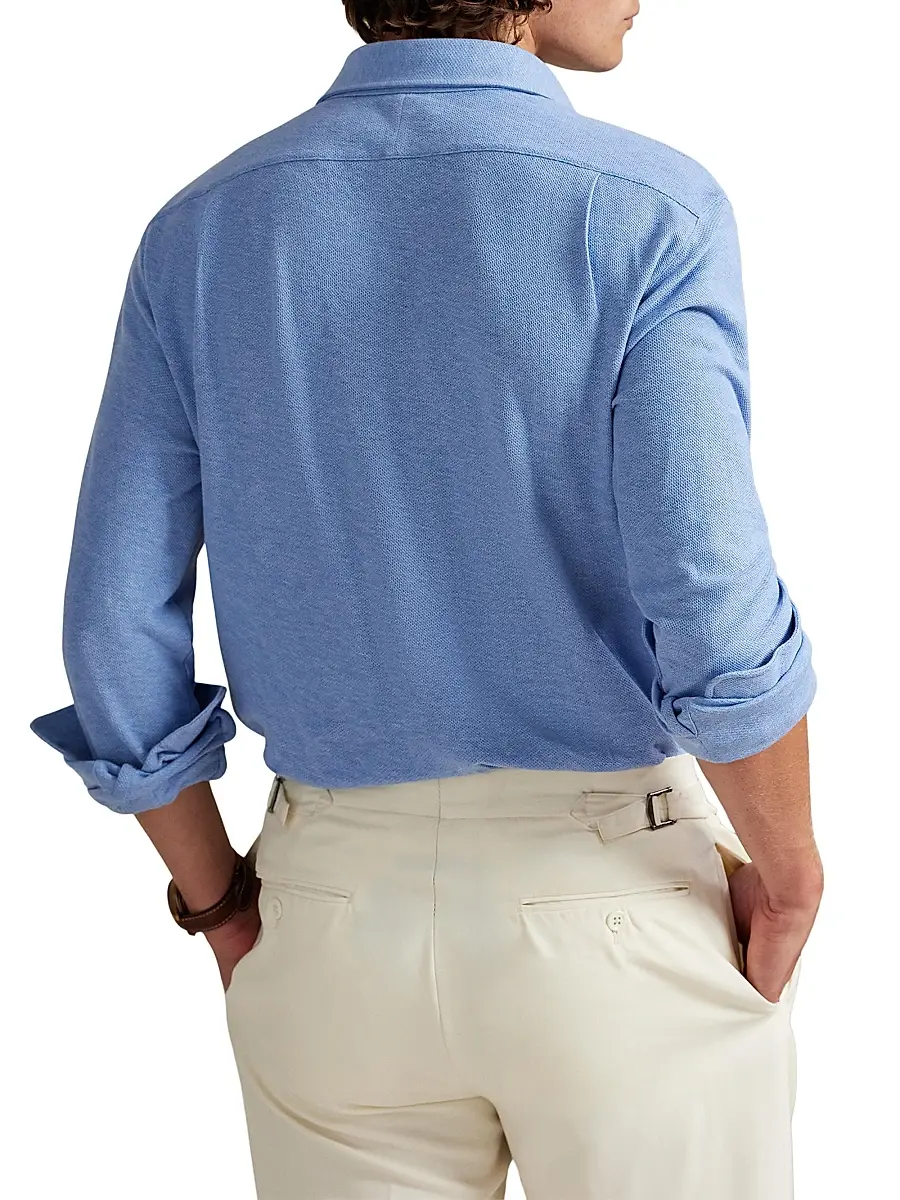 Polo Ralph Lauren Men's Textured Honeycomb Cotton Shirt | Thumbnail 4
