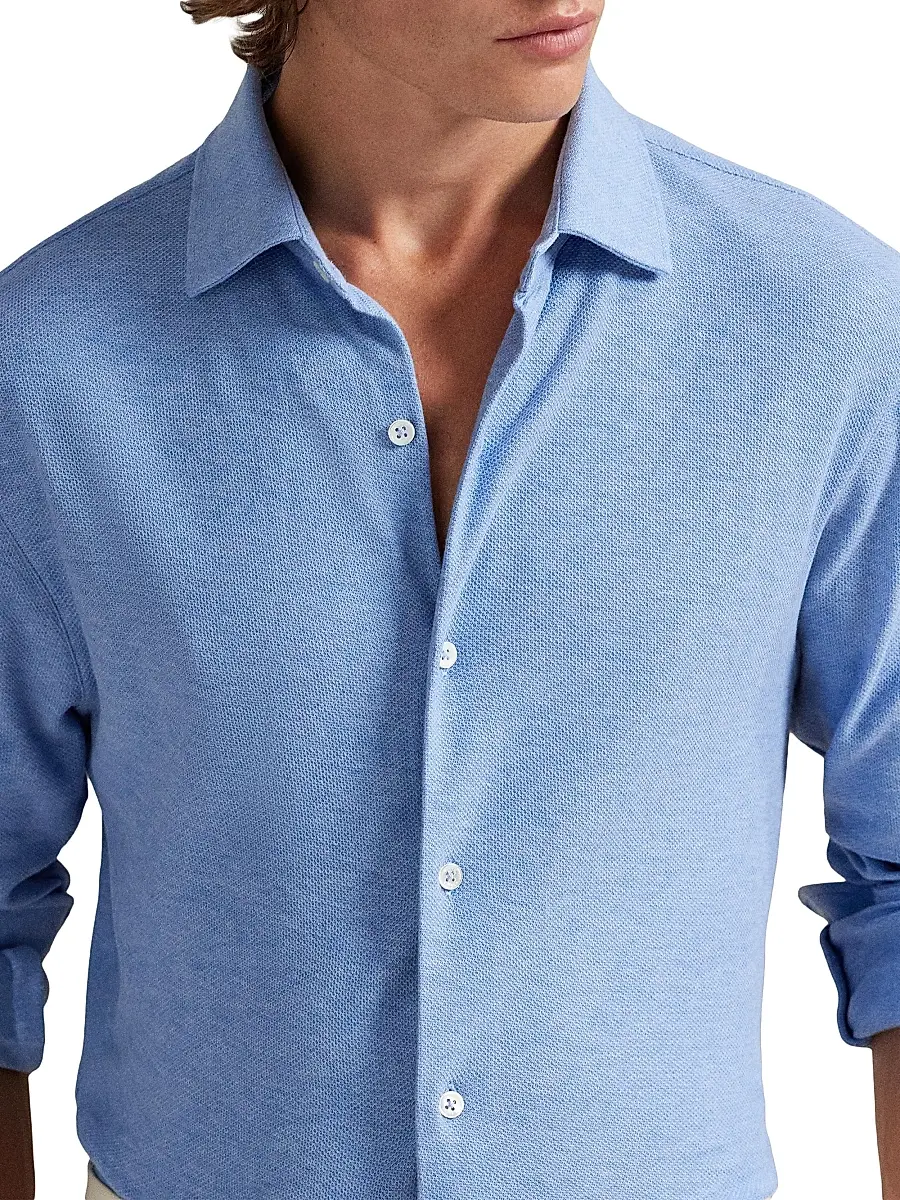 Polo Ralph Lauren Men's Textured Honeycomb Cotton Shirt | Thumbnail 6