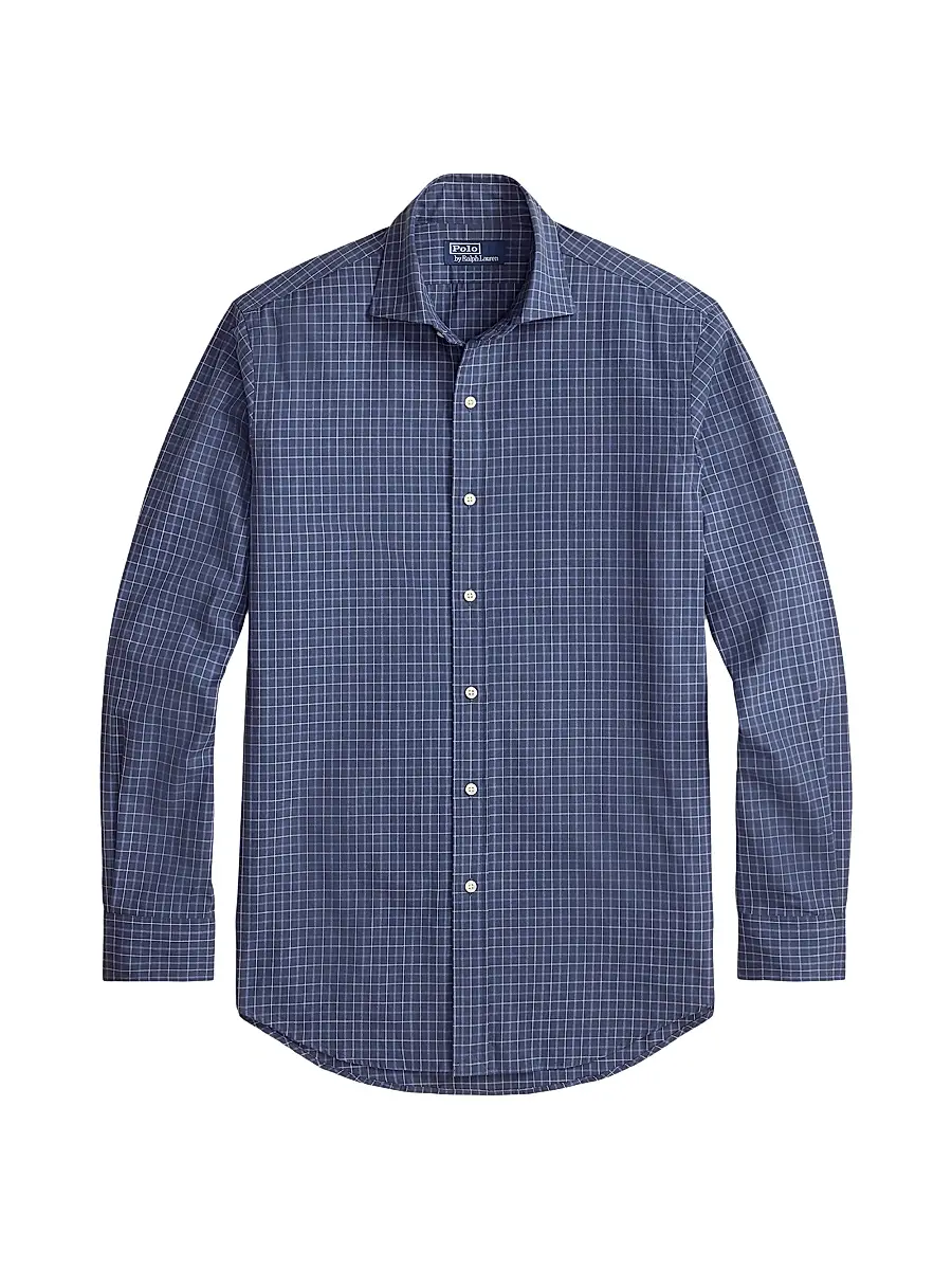 Polo Ralph Lauren Men's Grid Cotton Poplin Shirt - Navy Blue Multi - Size XXL | Image 1 Polo Ralph Lauren Men's Grid Cotton Poplin Shirt - Navy Blue Multi - Size XXL | Image 1