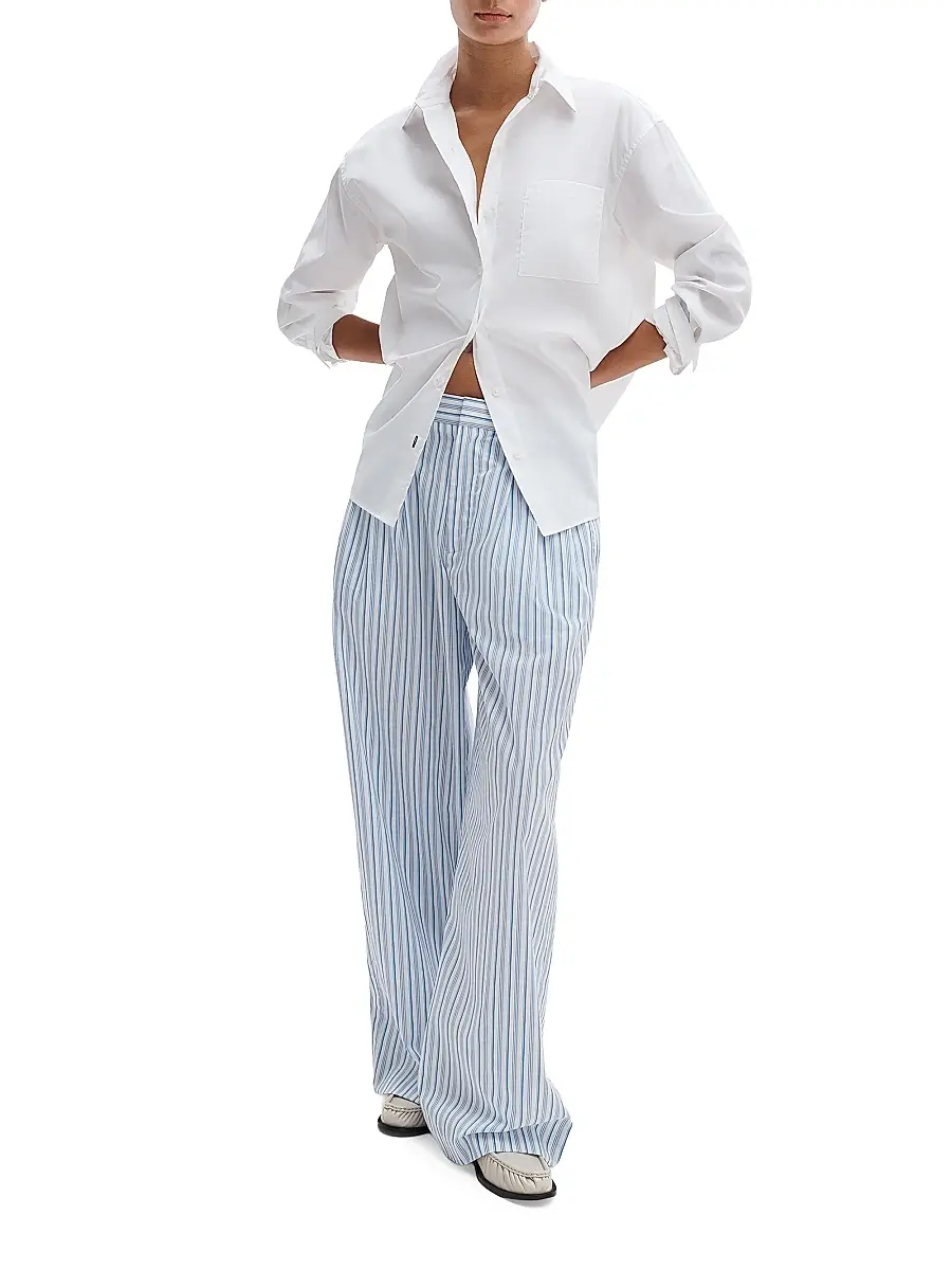 rag & bone Women's Chappell Striped Cotton Poplin Pants | Thumbnail 2