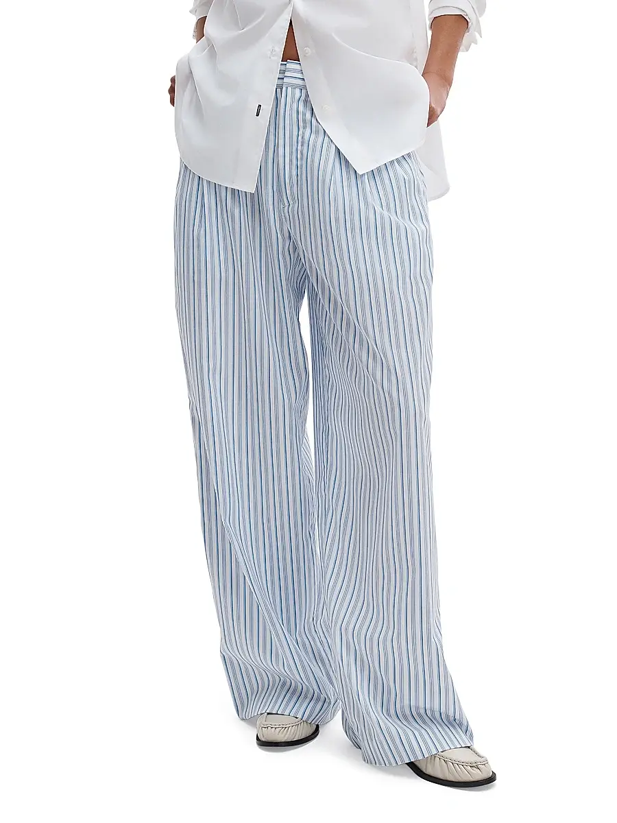 rag & bone Women's Chappell Striped Cotton Poplin Pants | Thumbnail 3