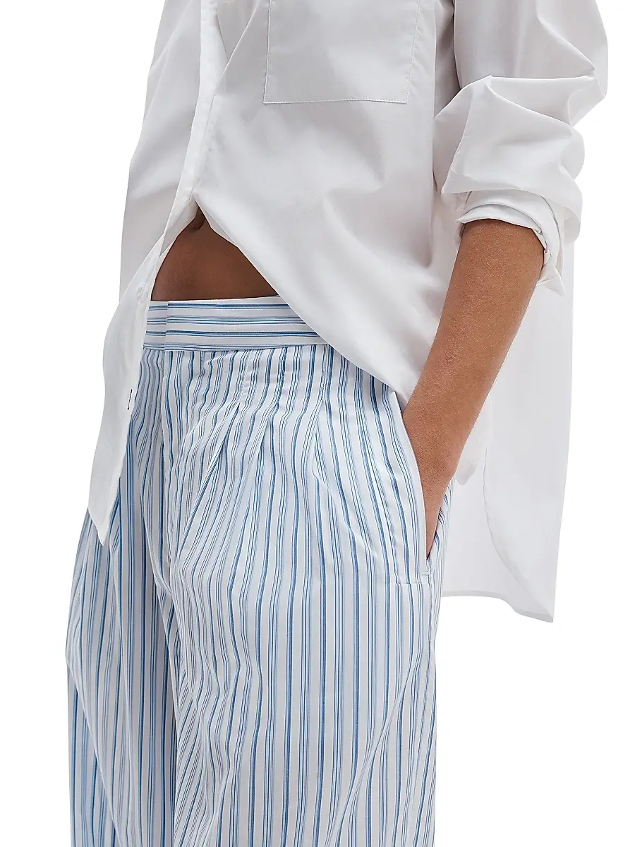 rag & bone Women's Chappell Striped Cotton Poplin Pants | Thumbnail 5