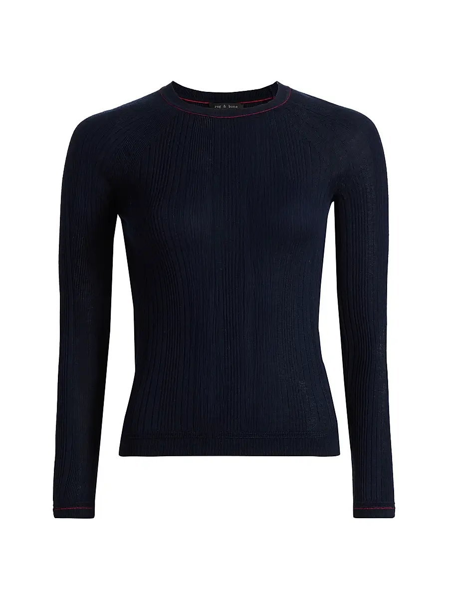 rag & bone Women's Teresa Textured Rib-Knit Slim-Fit Sweater