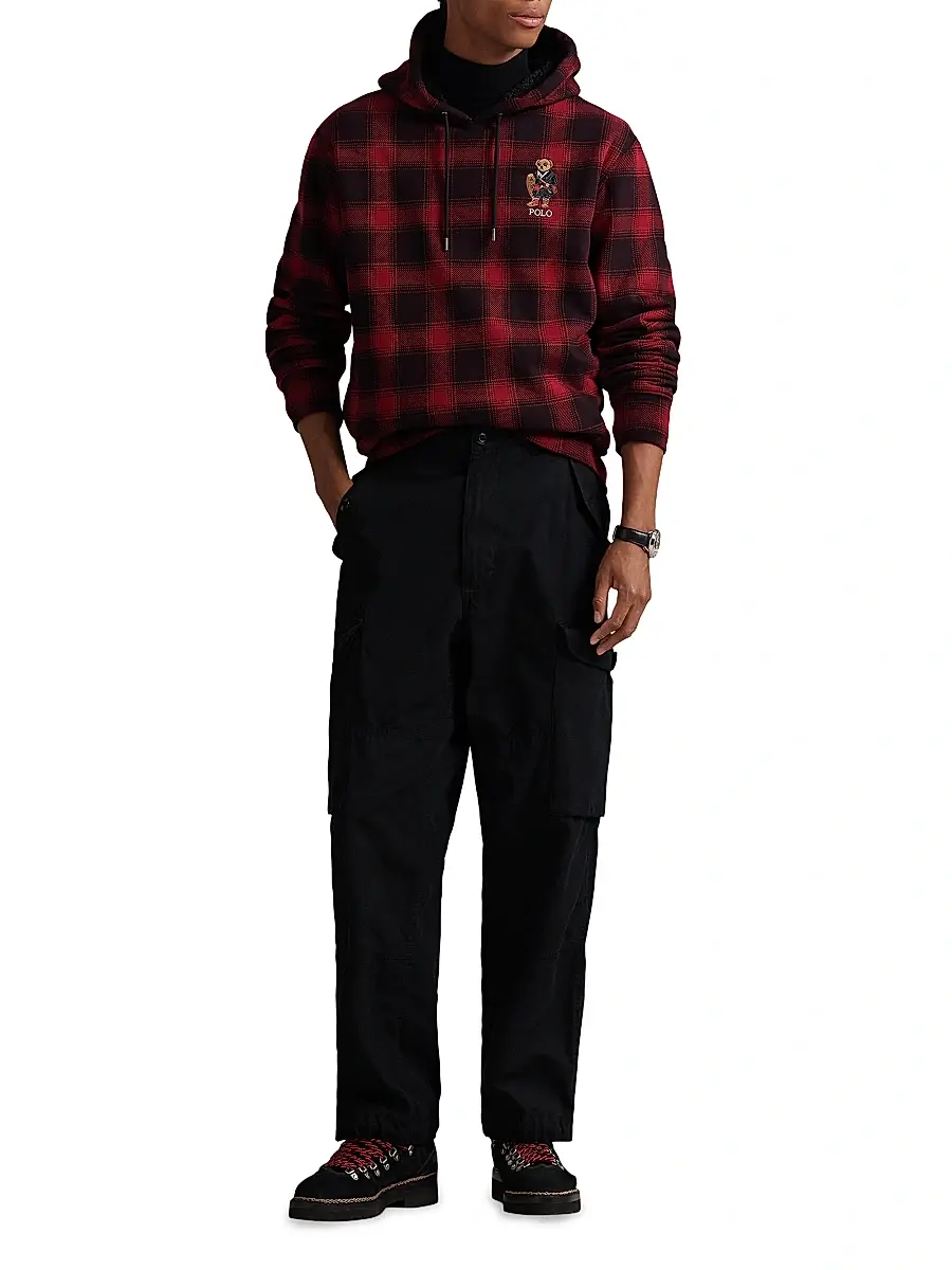 Polo Ralph Lauren Men's Plaid Faux-Fur-Lined Cotton Hoodie | Thumbnail 2 Polo Ralph Lauren Men's Plaid Faux-Fur-Lined Cotton Hoodie | Thumbnail 2