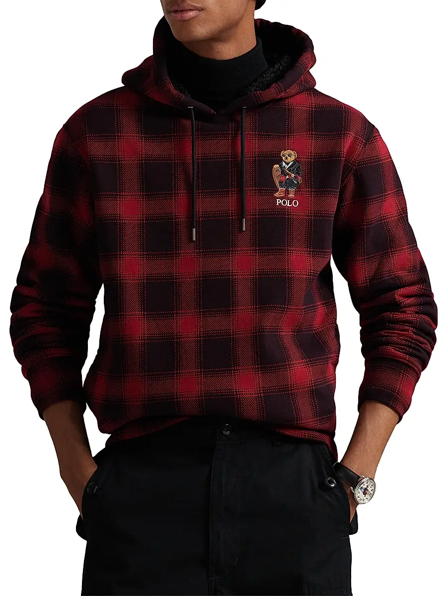 Polo Ralph Lauren Men's Plaid Faux-Fur-Lined Cotton Hoodie | Thumbnail 3 Polo Ralph Lauren Men's Plaid Faux-Fur-Lined Cotton Hoodie | Thumbnail 3
