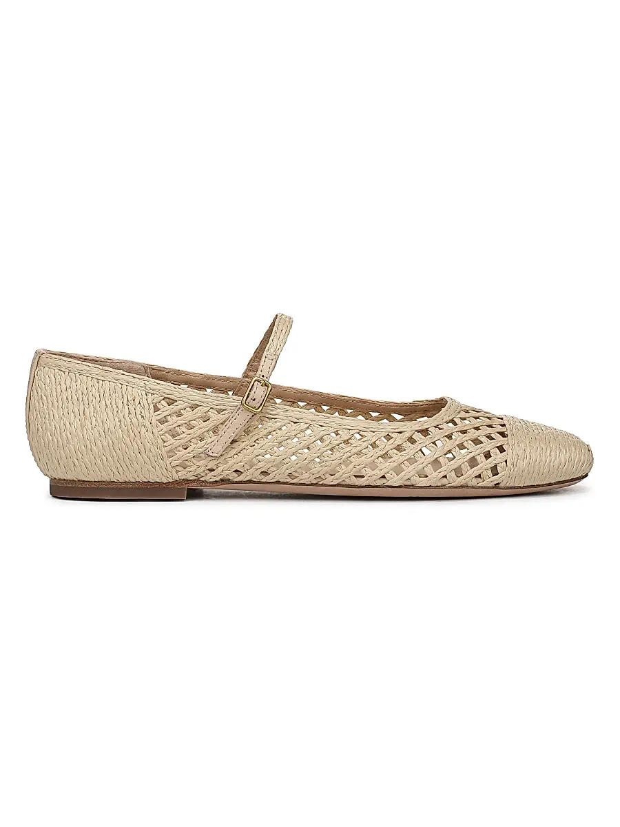 Veronica Beard Women's Ellie Faux Raffia Weave Mary Janes - Natural | Image 1 Veronica Beard Women's Ellie Faux Raffia Weave Mary Janes - Natural | Image 1