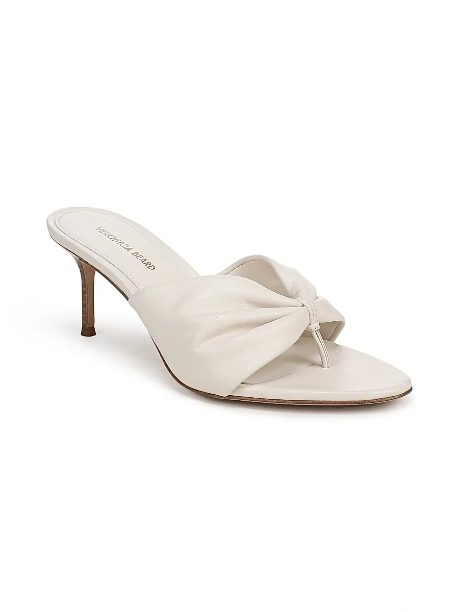 Veronica Beard Women's Tullia Leather 65MM Sandals - Ecru | Thumbnail 2