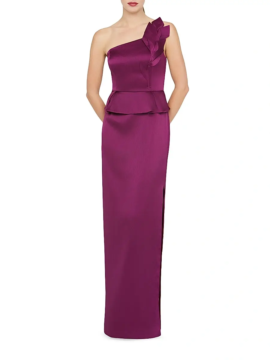 Kay Unger Women's Kiara Satin One-Shoulder Gown | Thumbnail 2 Kay Unger Women's Kiara Satin One-Shoulder Gown | Thumbnail 2