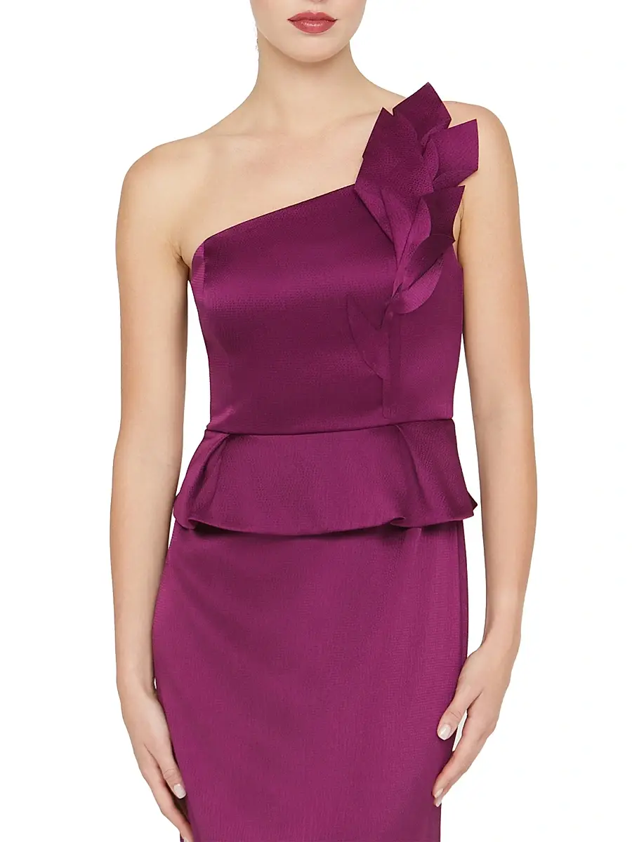 Kay Unger Women's Kiara Satin One-Shoulder Gown | Thumbnail 8 Kay Unger Women's Kiara Satin One-Shoulder Gown | Thumbnail 8