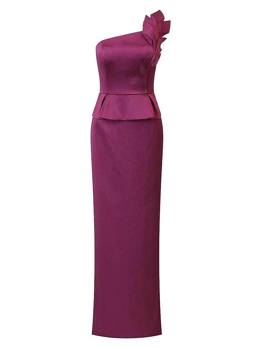 Kay Unger Women's Kiara Satin One-Shoulder Gown