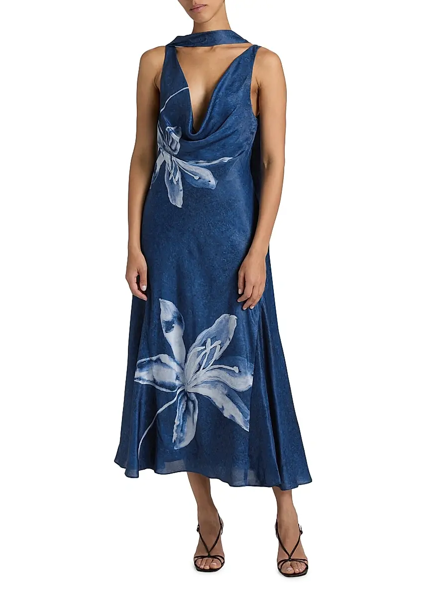 Amur Women's Sorelle Floral Cowl Midi-Dress | Thumbnail 2 Amur Women's Sorelle Floral Cowl Midi-Dress | Thumbnail 2
