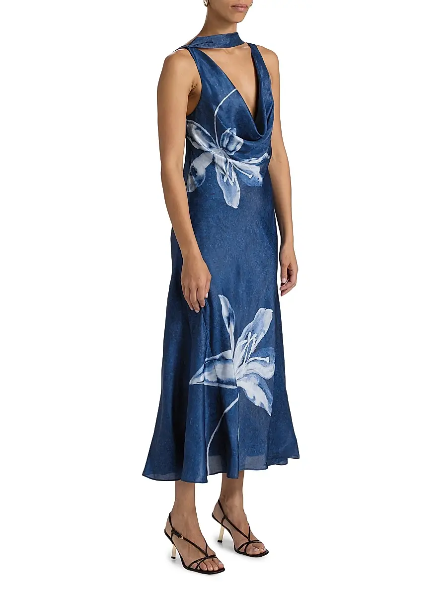Amur Women's Sorelle Floral Cowl Midi-Dress | Thumbnail 4 Amur Women's Sorelle Floral Cowl Midi-Dress | Thumbnail 4