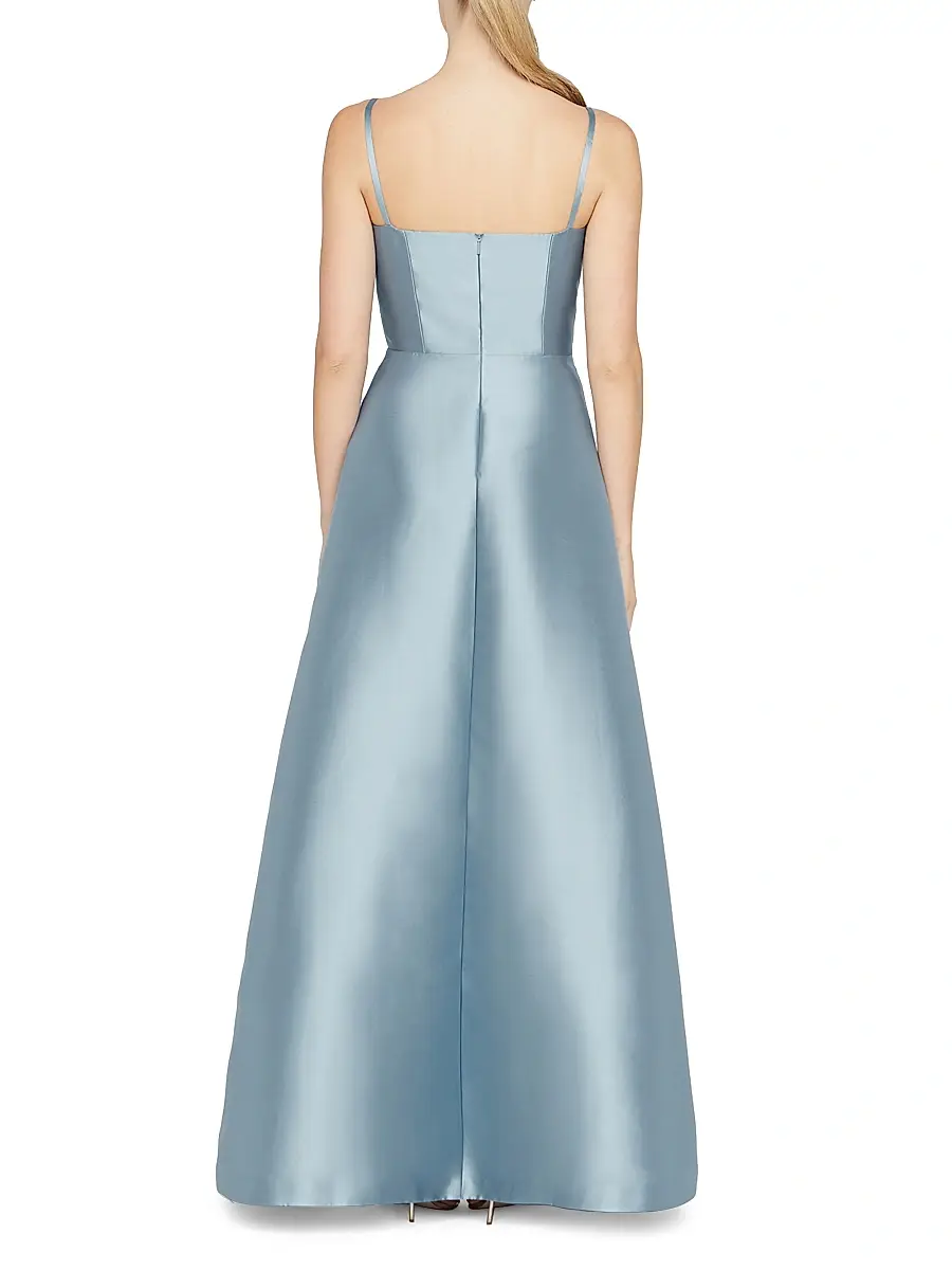 Kay Unger Women's Eloise Satin Floral-Embellished Gown | Thumbnail 4 Kay Unger Women's Eloise Satin Floral-Embellished Gown | Thumbnail 4