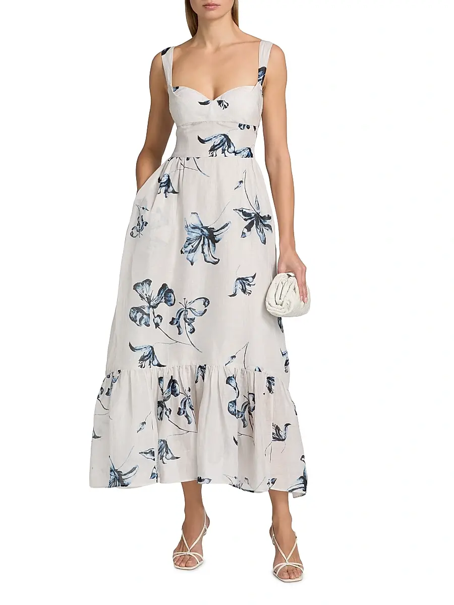 Amur Women's Evris Floral Ruffle Midi-Dress | Thumbnail 2 Amur Women's Evris Floral Ruffle Midi-Dress | Thumbnail 2