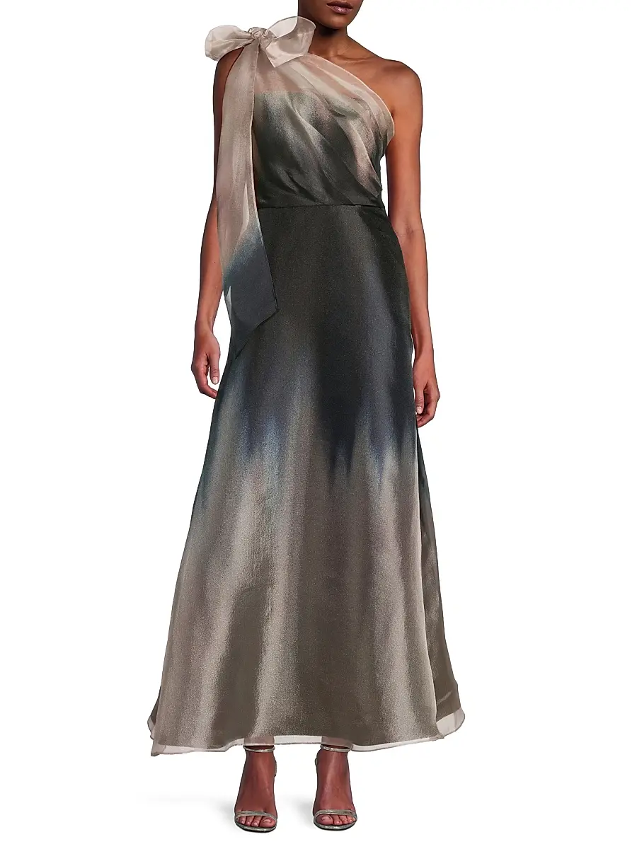 Kay Unger Women's Victoria Ombré Organza One-Shoulder Gown | Thumbnail 2 Kay Unger Women's Victoria Ombré Organza One-Shoulder Gown | Thumbnail 2