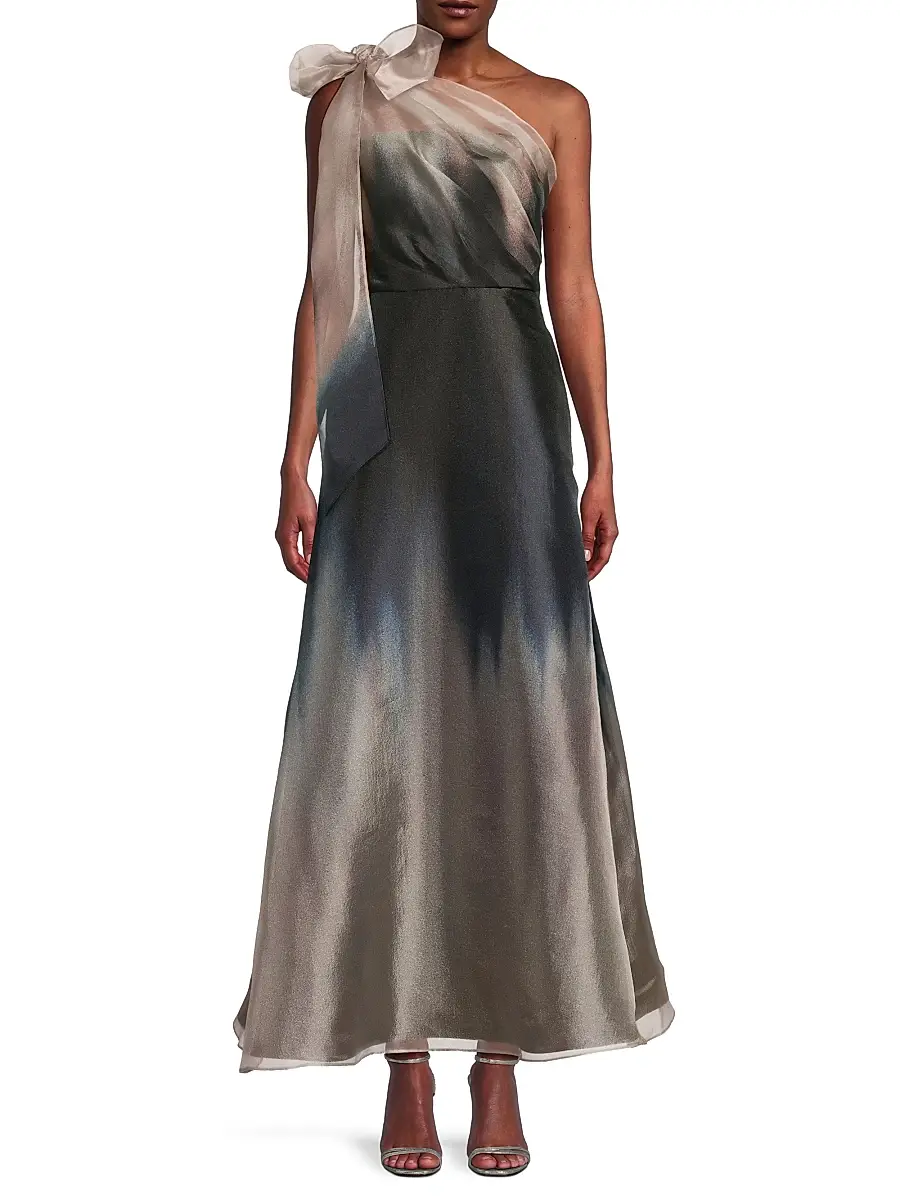 Kay Unger Women's Victoria Ombré Organza One-Shoulder Gown | Thumbnail 3 Kay Unger Women's Victoria Ombré Organza One-Shoulder Gown | Thumbnail 3