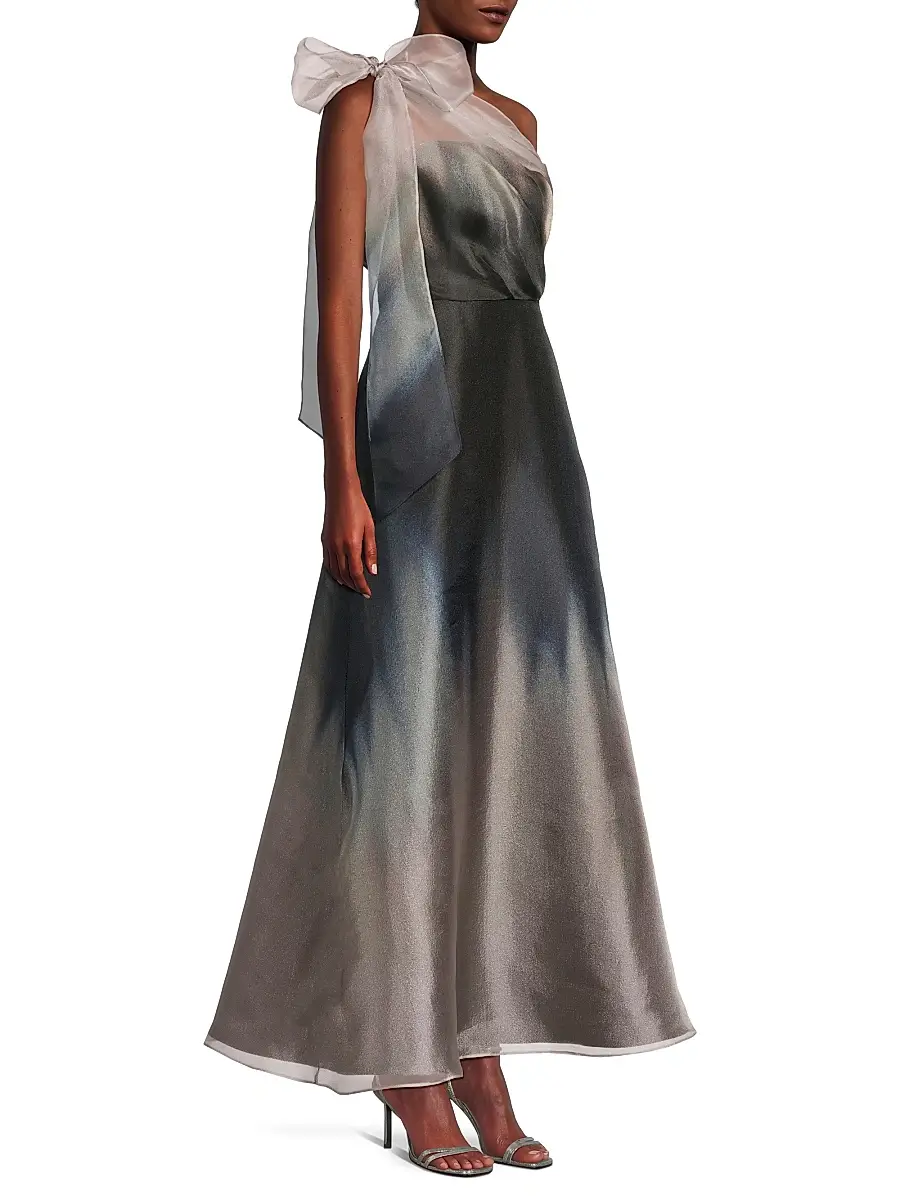 Kay Unger Women's Victoria Ombré Organza One-Shoulder Gown | Thumbnail 4 Kay Unger Women's Victoria Ombré Organza One-Shoulder Gown | Thumbnail 4