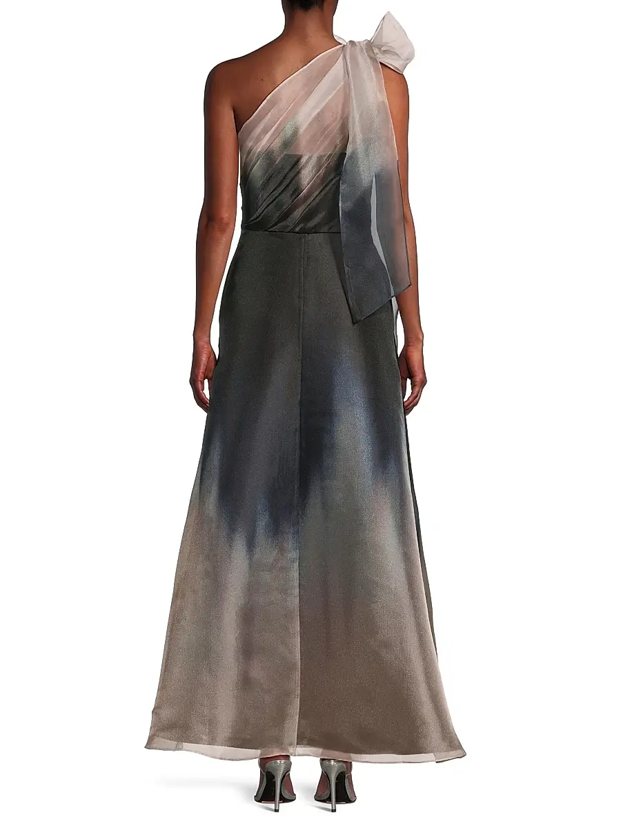 Kay Unger Women's Victoria Ombré Organza One-Shoulder Gown | Thumbnail 5 Kay Unger Women's Victoria Ombré Organza One-Shoulder Gown | Thumbnail 5