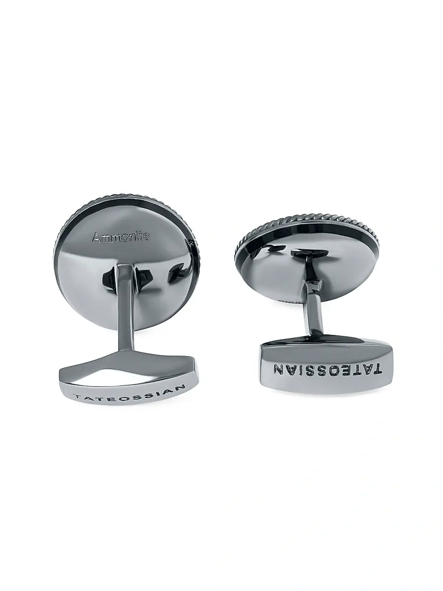 Tateossian Men's Ammonite & Sterling Silver Cufflinks - Black | Thumbnail 3 Tateossian Men's Ammonite & Sterling Silver Cufflinks - Black | Thumbnail 3