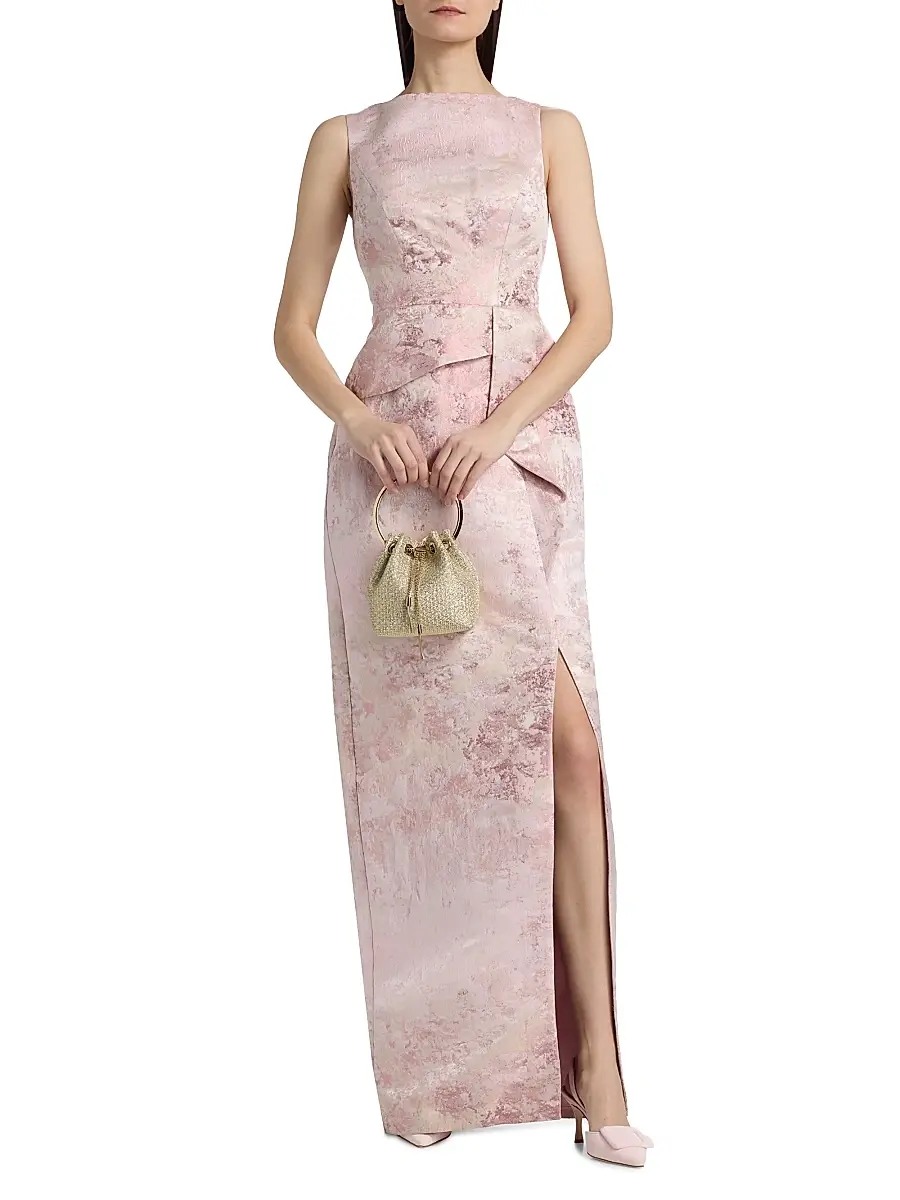 Kay Unger Women's Luciana Metallic Monet Jacquard Column Gown | Thumbnail 2 Kay Unger Women's Luciana Metallic Monet Jacquard Column Gown | Thumbnail 2