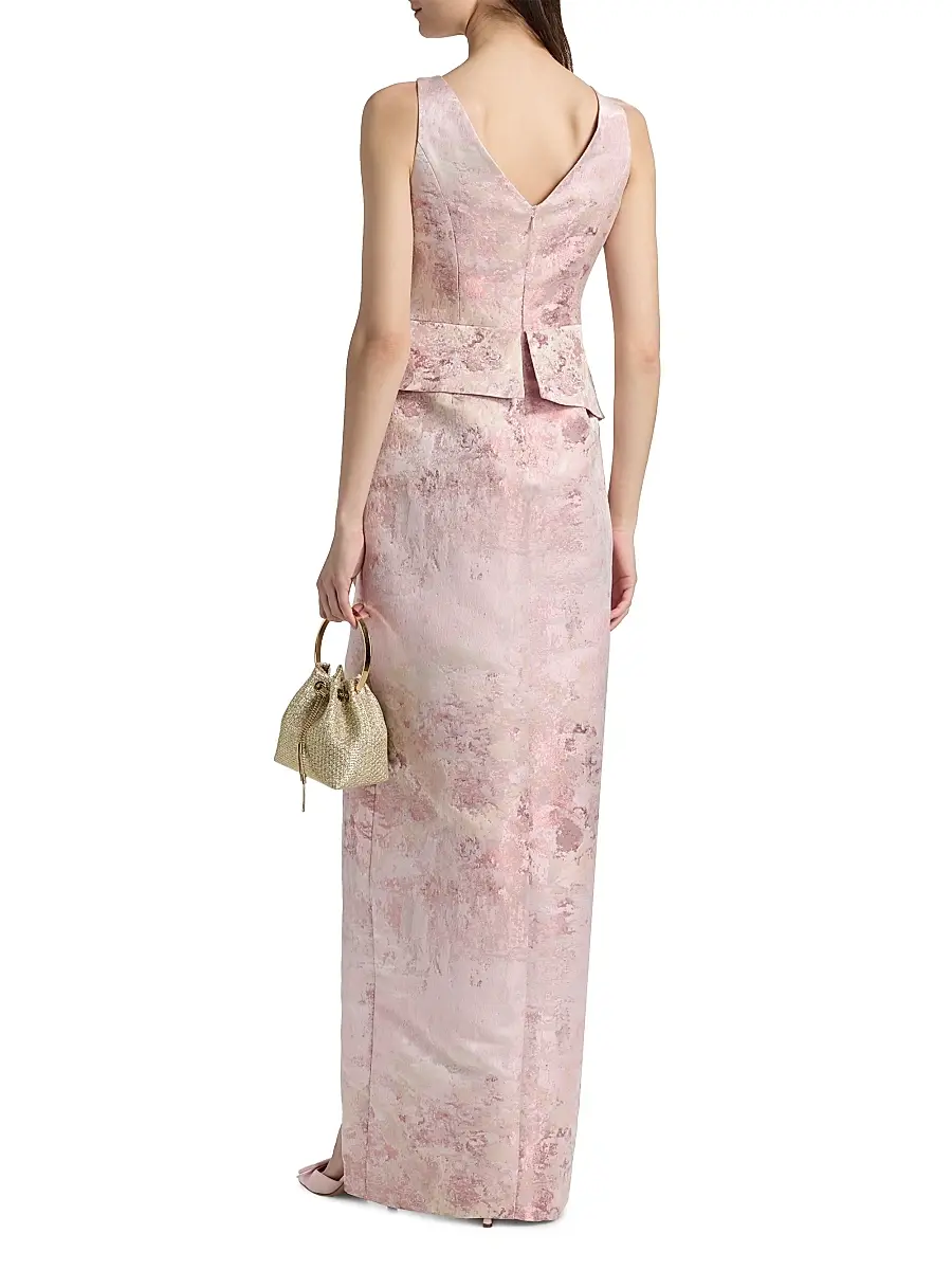 Kay Unger Women's Luciana Metallic Monet Jacquard Column Gown | Thumbnail 5 Kay Unger Women's Luciana Metallic Monet Jacquard Column Gown | Thumbnail 5