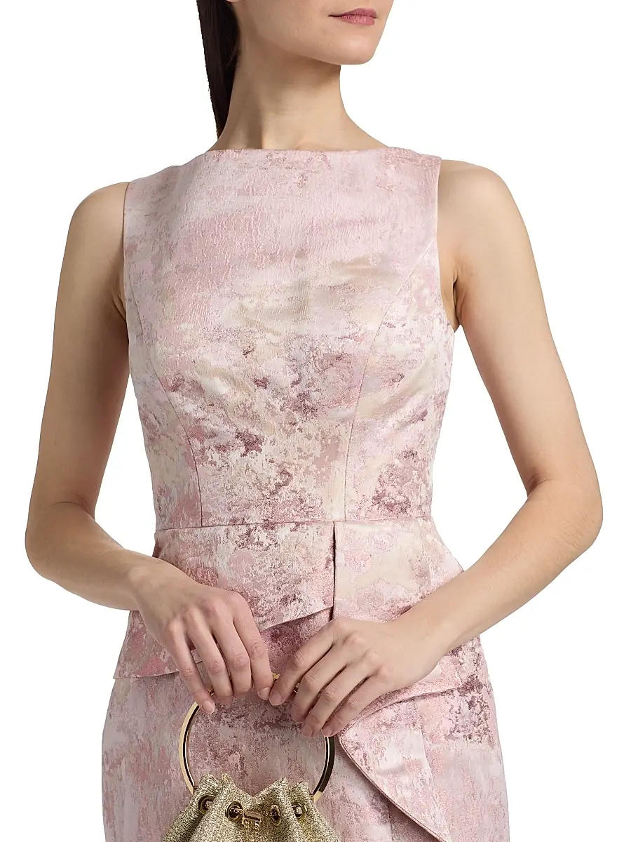 Kay Unger Women's Luciana Metallic Monet Jacquard Column Gown | Thumbnail 6 Kay Unger Women's Luciana Metallic Monet Jacquard Column Gown | Thumbnail 6