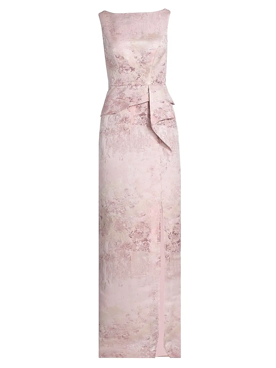 Kay Unger Women's Luciana Metallic Monet Jacquard Column Gown - Bloom | Image 1 Kay Unger Women's Luciana Metallic Monet Jacquard Column Gown - Bloom | Image 1