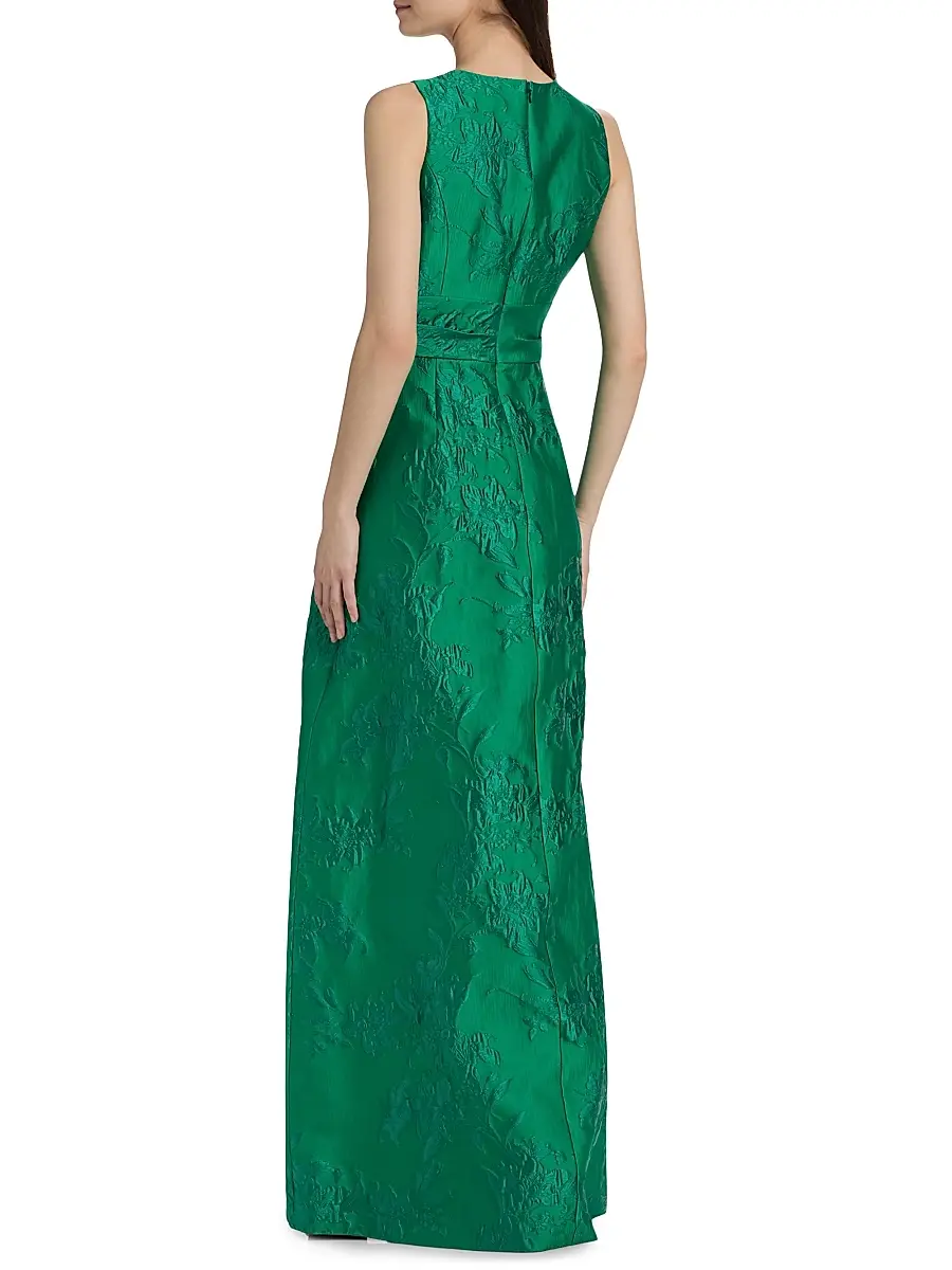 Kay Unger Women's Mariah Textured Floral Jacquard A-Line Gown | Thumbnail 5