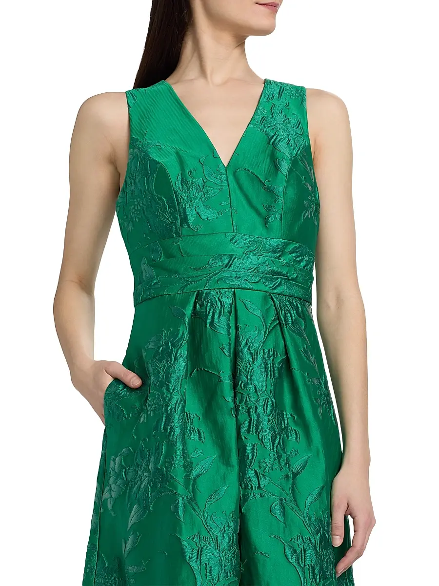 Kay Unger Women's Mariah Textured Floral Jacquard A-Line Gown | Thumbnail 6
