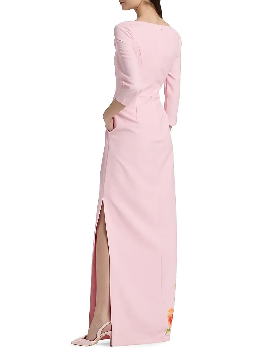 Kay Unger Women's Magnolia Floral Cowlneck Column Gown | Thumbnail 5 Kay Unger Women's Magnolia Floral Cowlneck Column Gown | Thumbnail 5