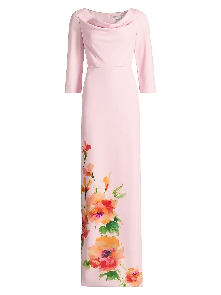 Kay Unger Women's Magnolia Floral Cowlneck Column Gown - Bloom Multi | Image 1 Kay Unger Women's Magnolia Floral Cowlneck Column Gown - Bloom Multi | Image 1