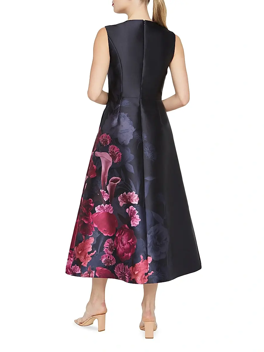 Kay Unger Women's Landon Floral Mikado Fit & Flare Midi-Dress | Thumbnail 6 Kay Unger Women's Landon Floral Mikado Fit & Flare Midi-Dress | Thumbnail 6