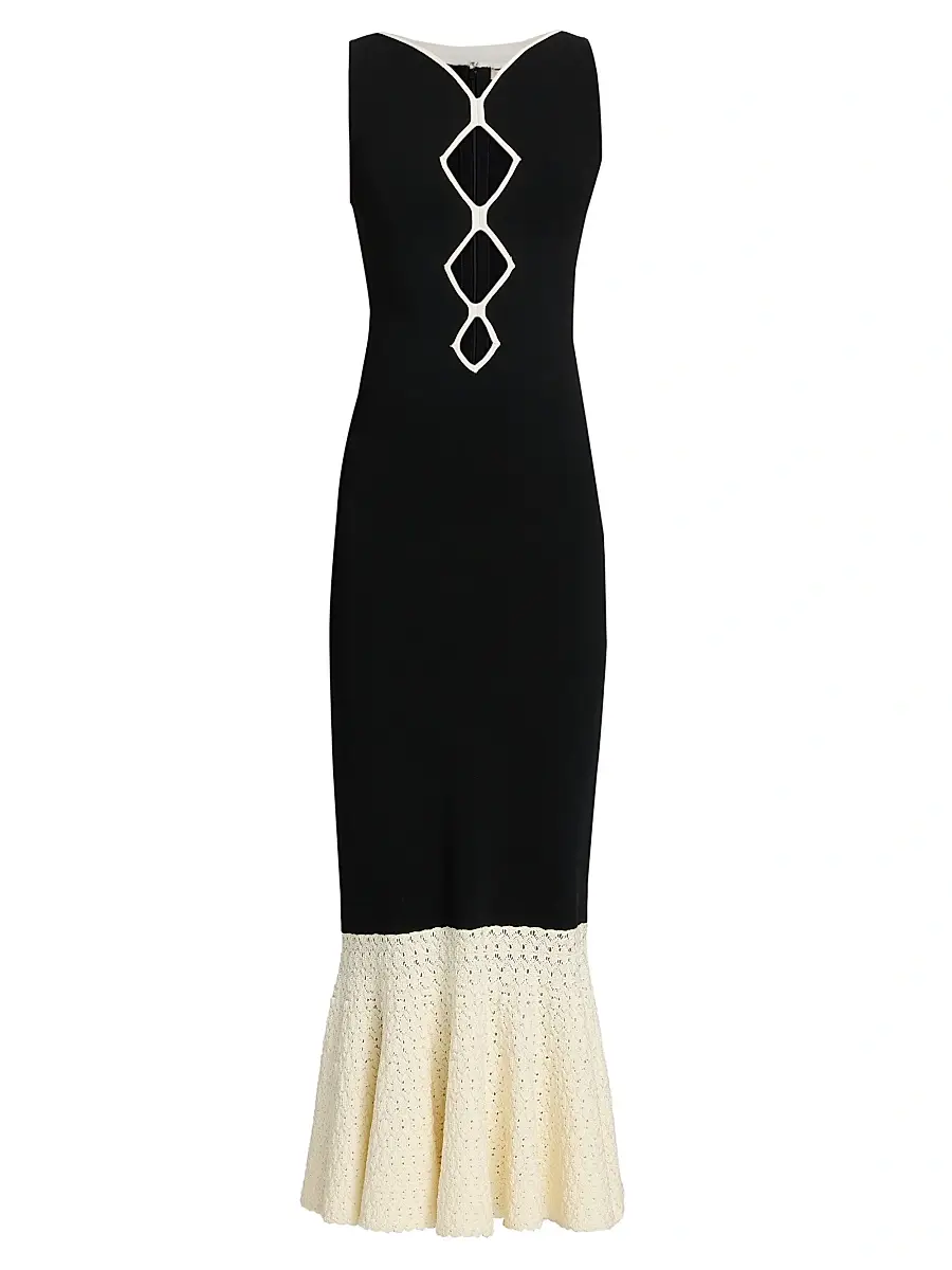 Et Ochs Women's Maude Pointelle-Knit Cut-Out Midi-Dress - Black | Image 1 Et Ochs Women's Maude Pointelle-Knit Cut-Out Midi-Dress - Black | Image 1