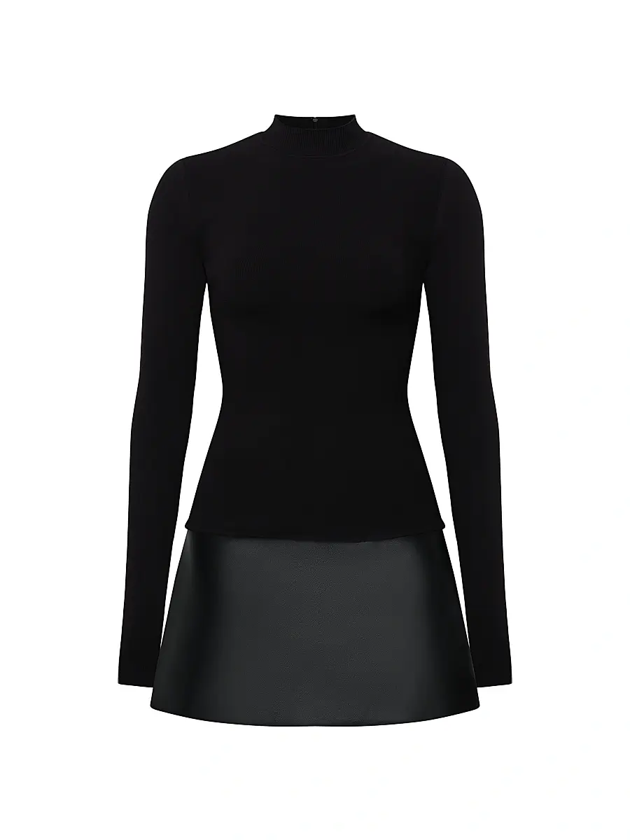 Et Ochs Women's Colette Mixed-Media Minidress - Black | Image 1 Et Ochs Women's Colette Mixed-Media Minidress - Black | Image 1