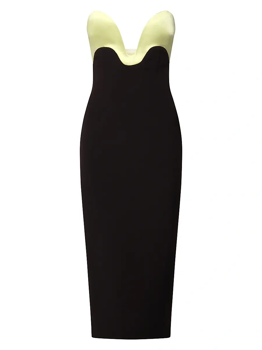 Et Ochs Women's Bridgette Curved Strapless Midi-Dress - Black Celery | Image 1 Et Ochs Women's Bridgette Curved Strapless Midi-Dress - Black Celery | Image 1