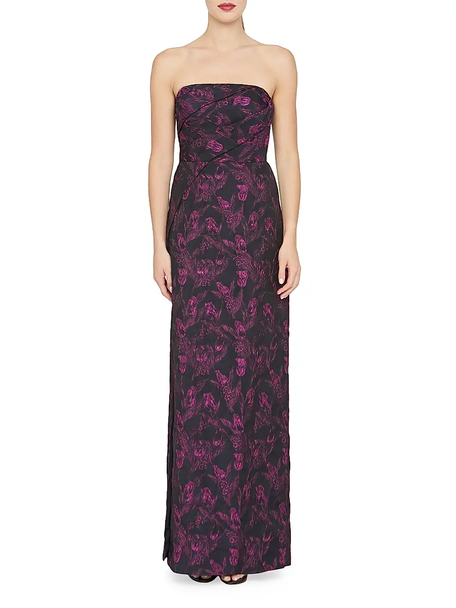 Kay Unger Women's Clara Floral Jacquard Strapless Gown | Thumbnail 2 Kay Unger Women's Clara Floral Jacquard Strapless Gown | Thumbnail 2