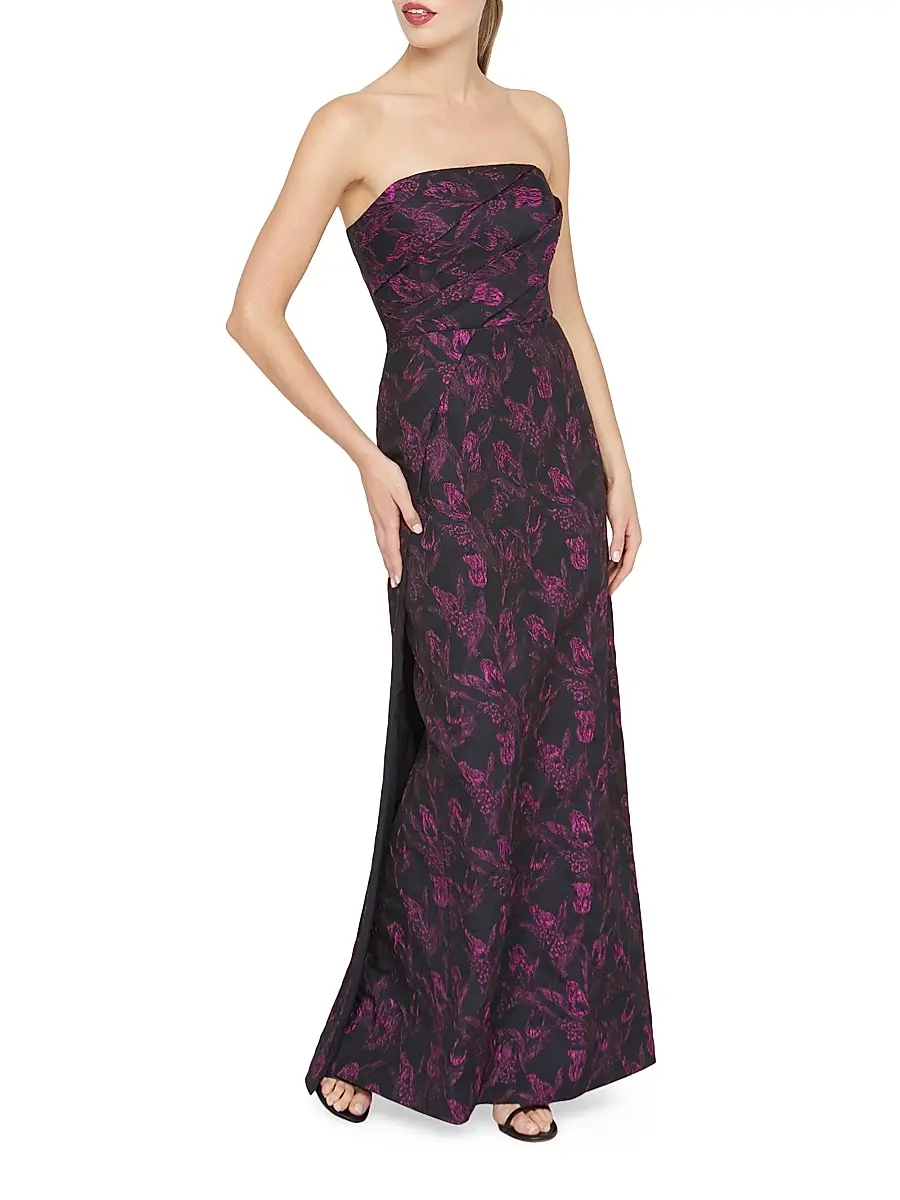 Kay Unger Women's Clara Floral Jacquard Strapless Gown | Thumbnail 3 Kay Unger Women's Clara Floral Jacquard Strapless Gown | Thumbnail 3