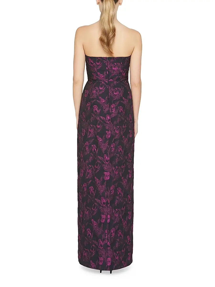 Kay Unger Women's Clara Floral Jacquard Strapless Gown | Thumbnail 4 Kay Unger Women's Clara Floral Jacquard Strapless Gown | Thumbnail 4
