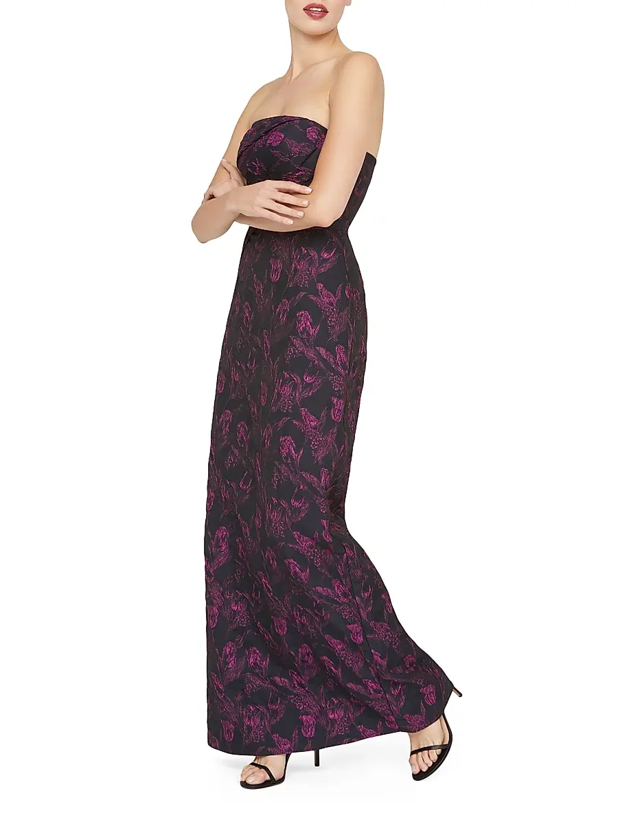 Kay Unger Women's Clara Floral Jacquard Strapless Gown | Thumbnail 5 Kay Unger Women's Clara Floral Jacquard Strapless Gown | Thumbnail 5